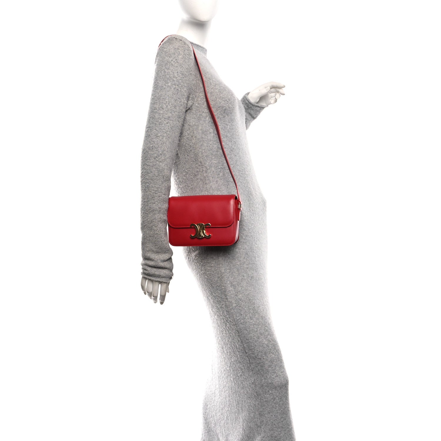 Celine Shiny Calfskin Teen Triomphe Red 2 of 10