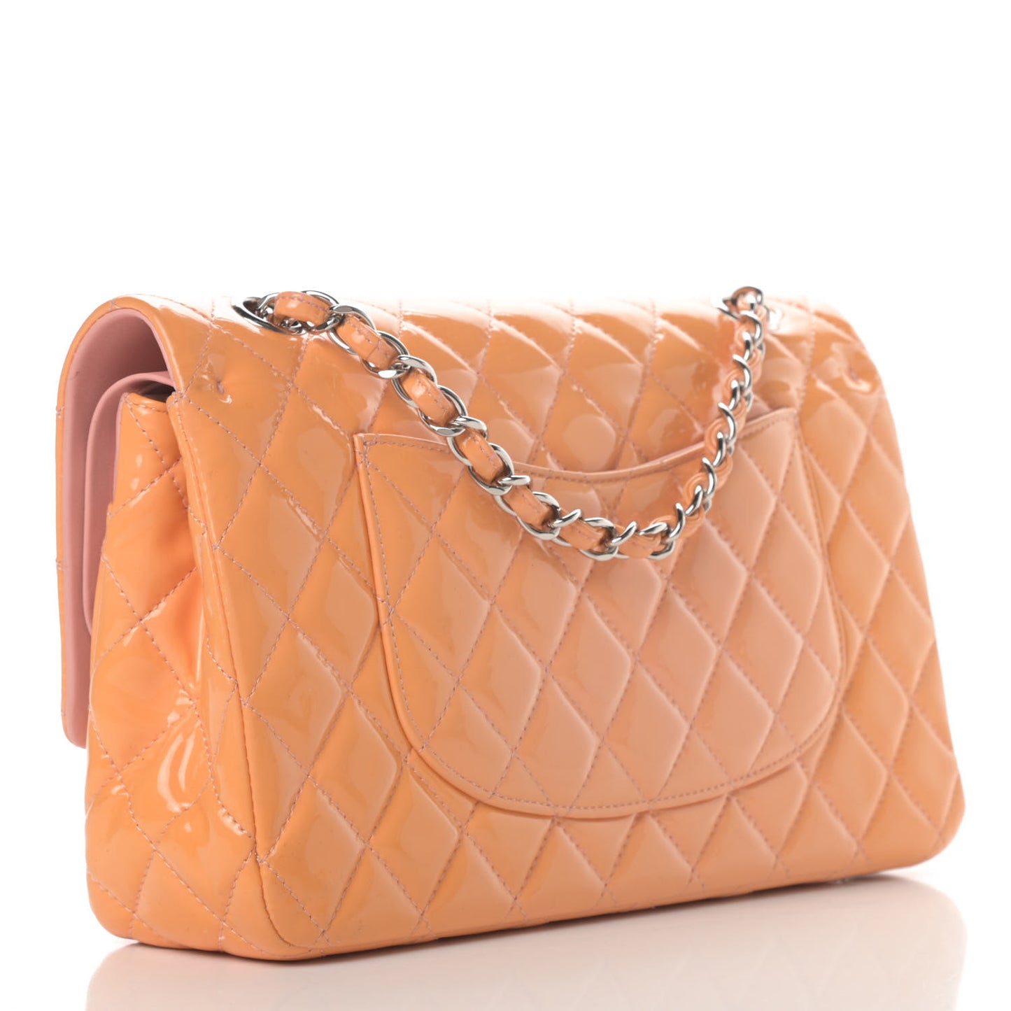 Patent Quilted Medium Double Flap Pink