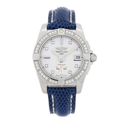 Breitling Stainless Steel Lizard Diamond Bezel Mother of Pearl 36mm Galactic Automatic Watch A37330 1 of 5