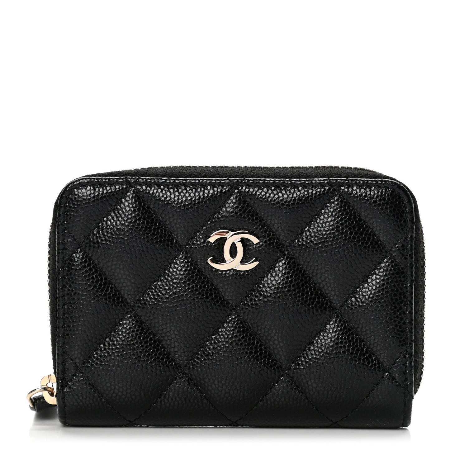 Caviar Quilted Zip Coin Purse Black