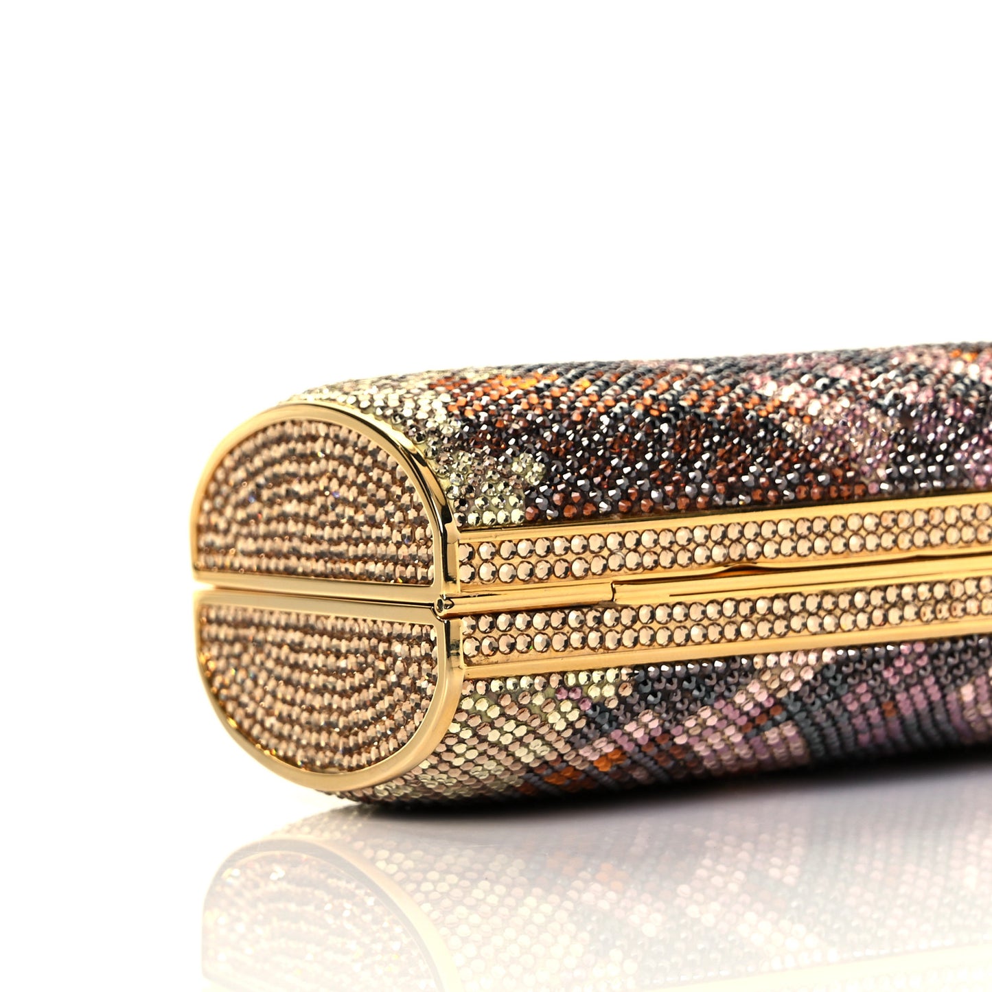 Swarovski Crystal Minaudiere Clutch Gold Multicolor
