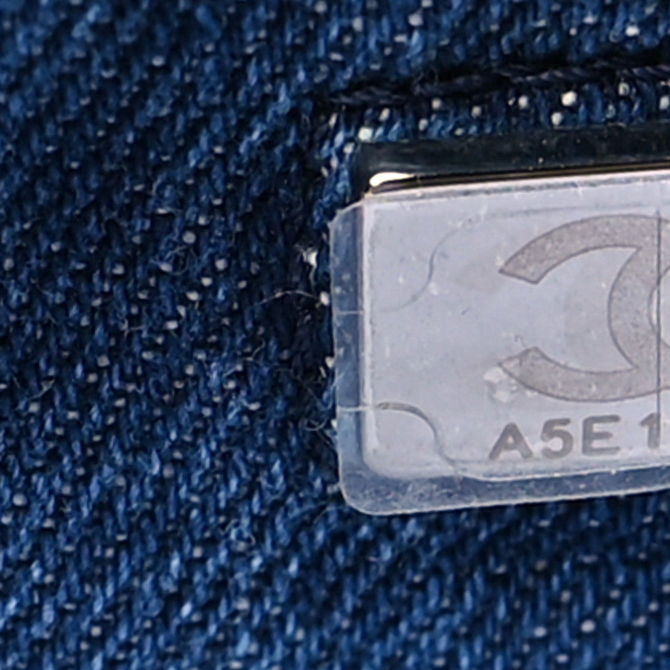 Denim Stitched Coco Beach Shopping Tote Blue