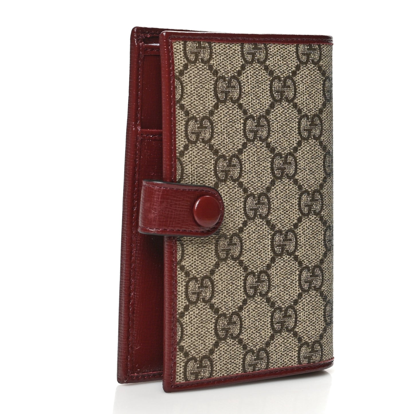 GG Supreme Monogram Azalea Calfskin Retro Interlocking G Passport Case Beige Red