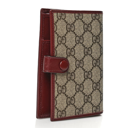 Gucci GG Supreme Monogram Azalea Calfskin Retro Interlocking G Passport Case Beige Red 3 of 8