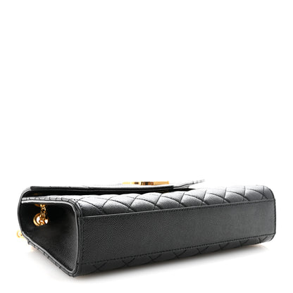 Saint Laurent Grain De Poudre Textured Mixed Matelasse Triquilt Medium Monogram Satchel Black 4 of 10