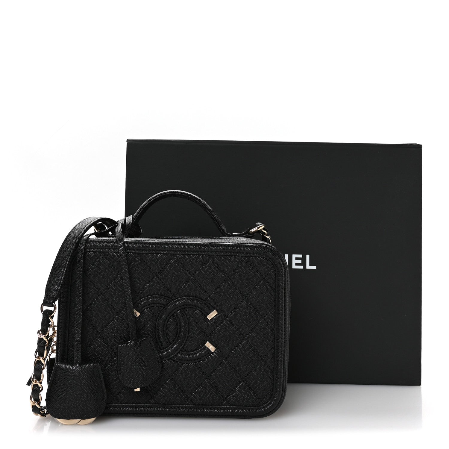 Chanel Caviar Quilted Medium CC Filigree Vanity Case Black 11 of 11