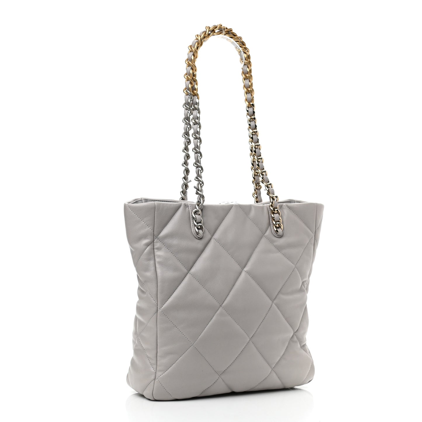 Lambskin Quilted Chanel 19 Shopping Bag Grey