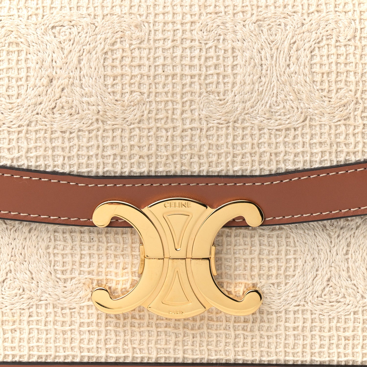 Celine Textile Crochet Natural Calfskin Teen Triomphe Natural Tan 8 of 11