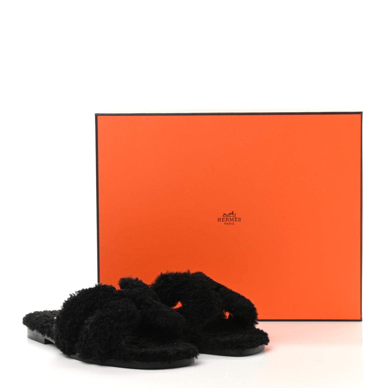 Hermes Woolskin Oran Sandals 36 Black 8 of 8