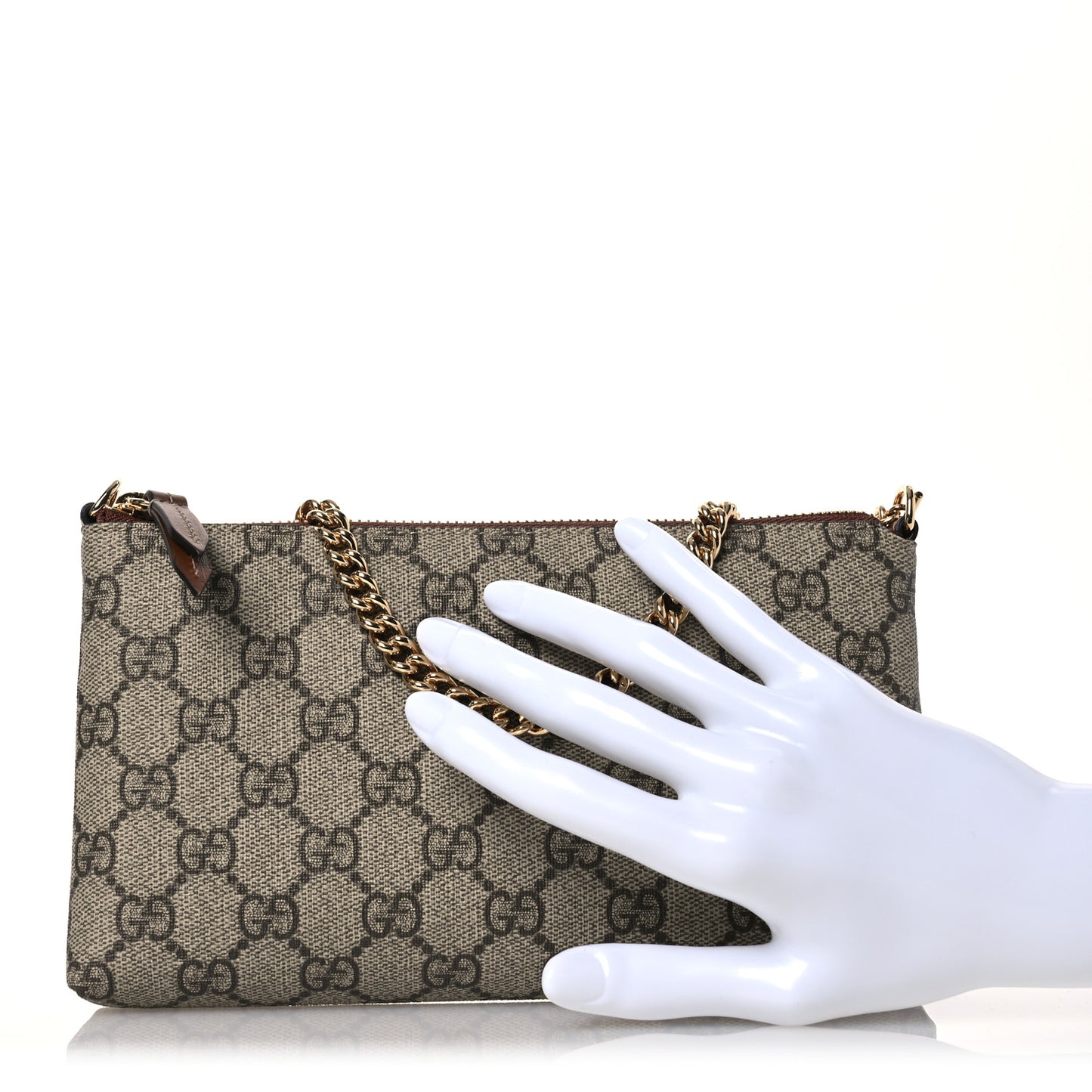 GG Supreme Monogram Wrist Wallet  Brown