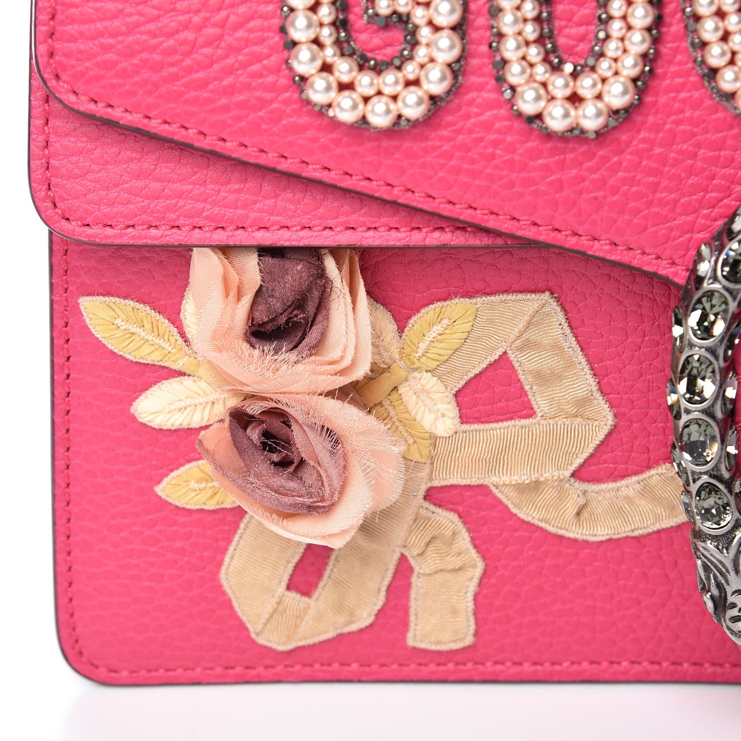 Gucci Pebbled Calfskin Embellished Guccify Small Dionysus Shoulder Bag Rosa 11 of 11