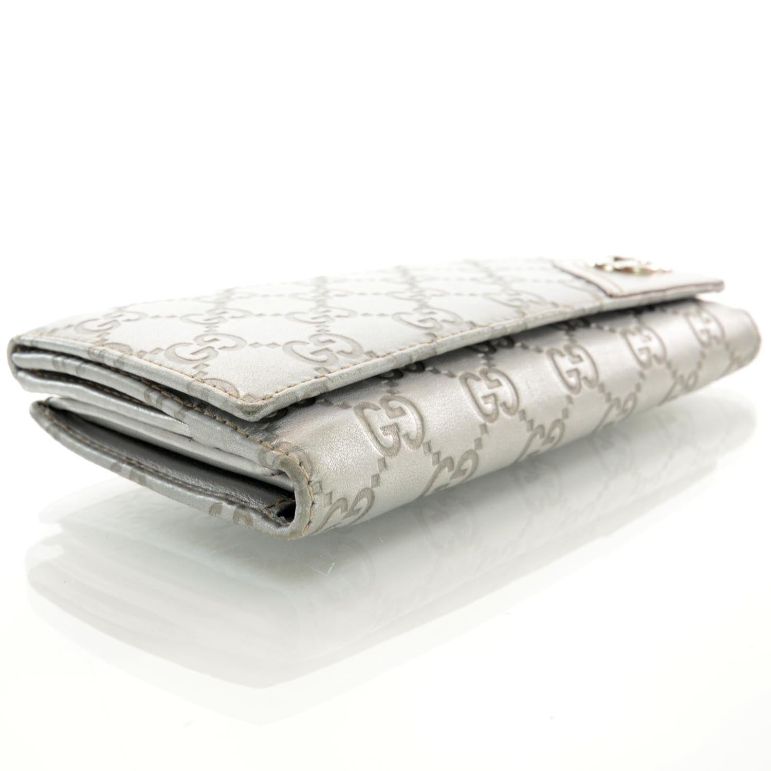 Gucci Guccissima New Britt Continental Snap Wallet Silver 3 of 10