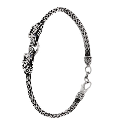 John Hardy JOHN HARDY Sterling Silver Blue Sapphire Double Dragon Head Legends Naga Bracelet 4 of 4