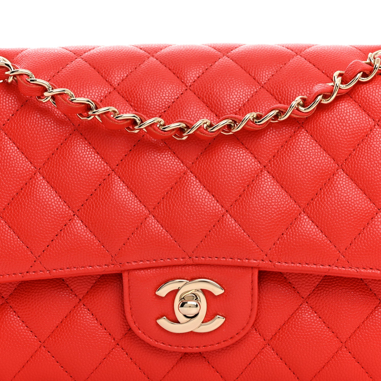 Chanel Caviar Quilted Medium Double Flap Red 8 of 10