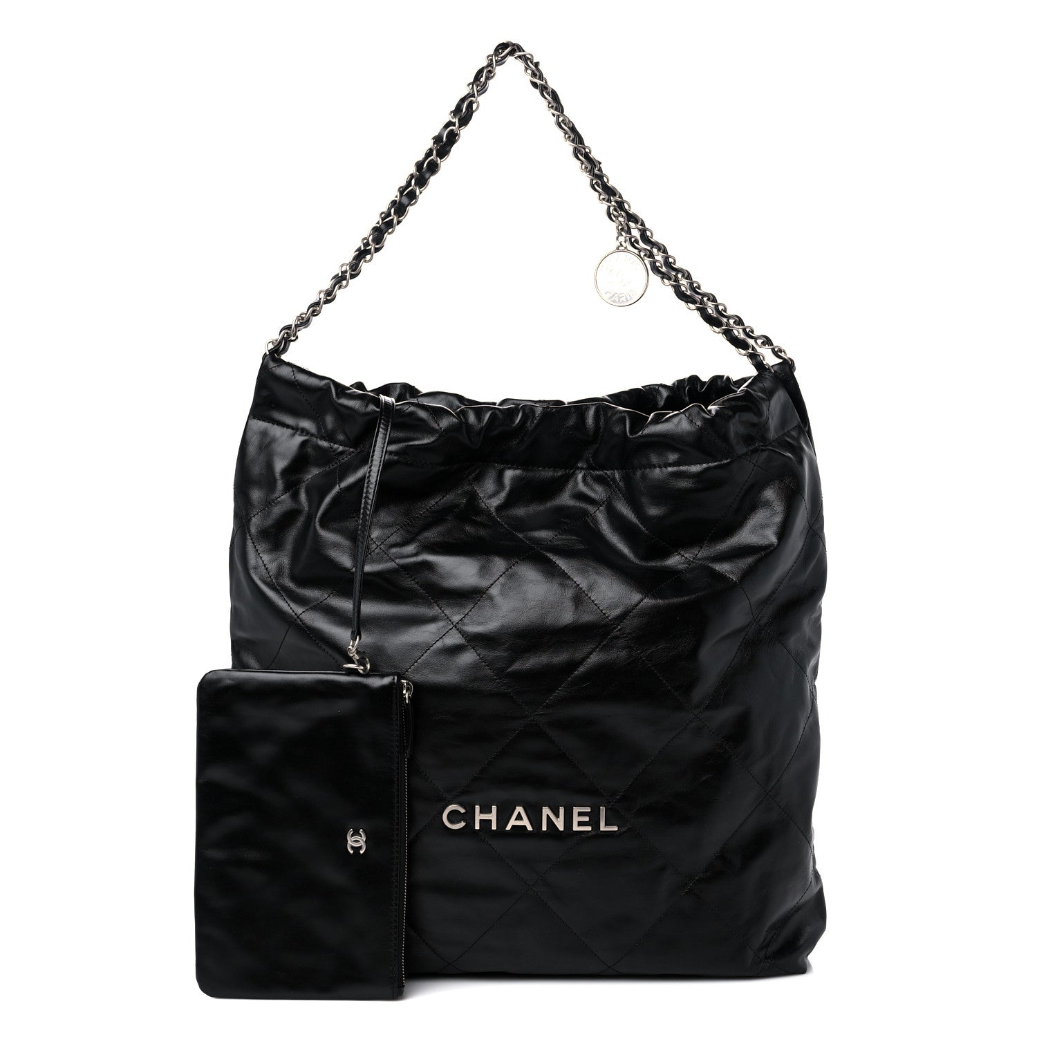 Chanel Shiny Calfskin Quilted Large Chanel 22 Black 1 of 10