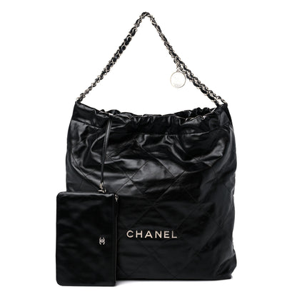 Chanel Shiny Calfskin Quilted Large Chanel 22 Black 1 of 10