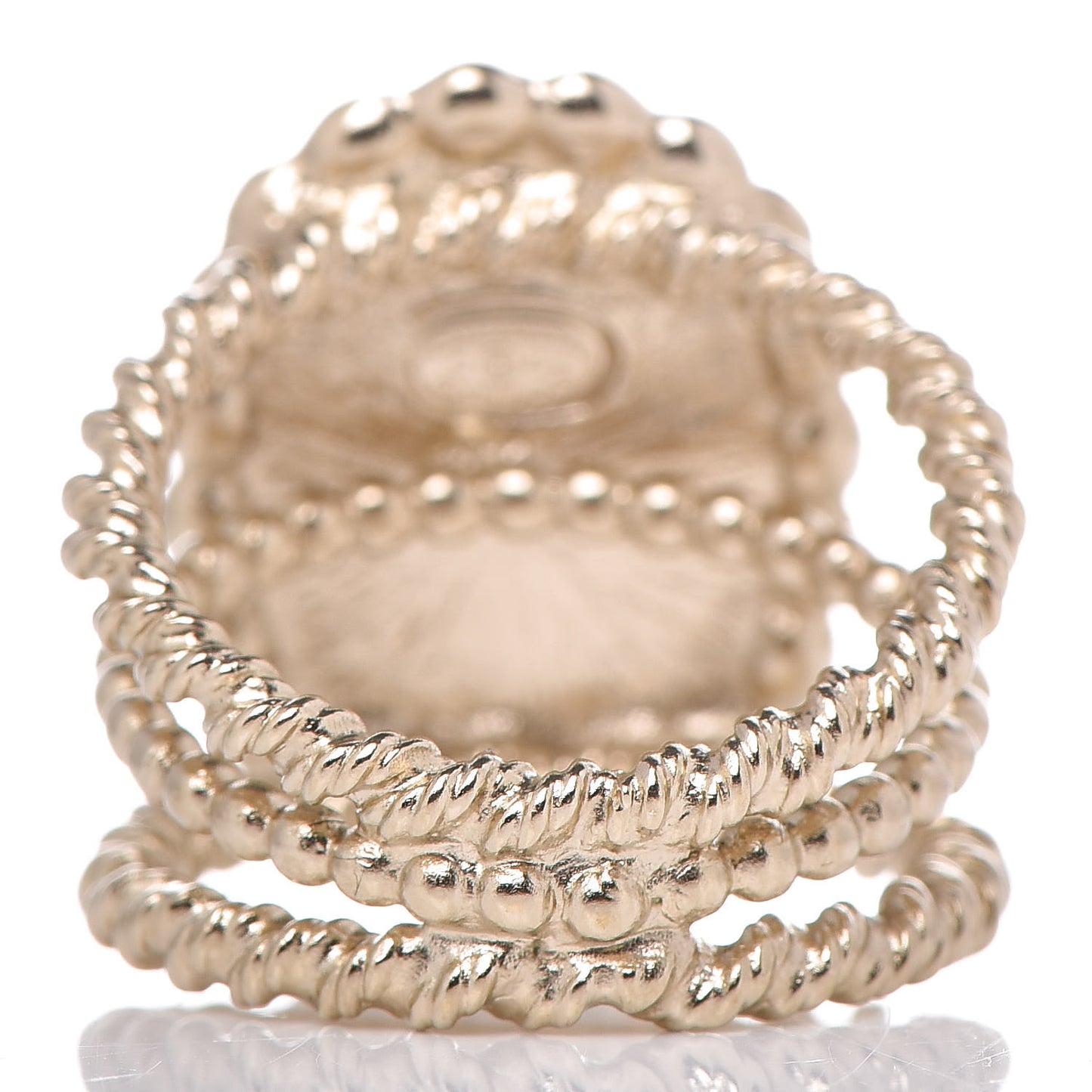 Enamel Pearl CC Ring 6.5 Black Gold
