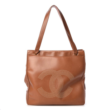Chanel Lambskin Studded CC Tote Brown 1 of 13