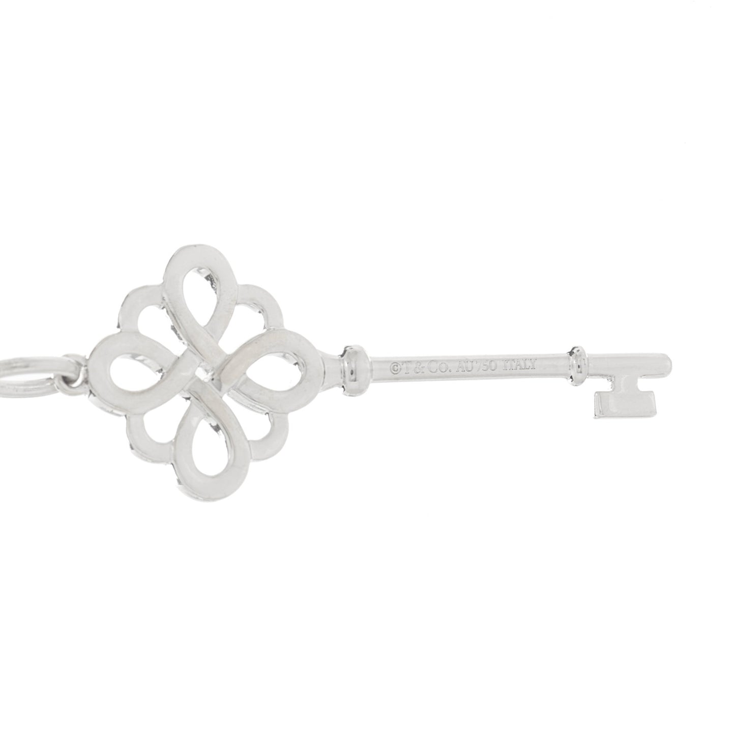 18K White Gold Diamond Knot Key Pendant Necklace