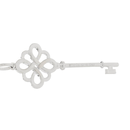 Tiffany 18K White Gold Diamond Knot Key Pendant Necklace 6 of 7