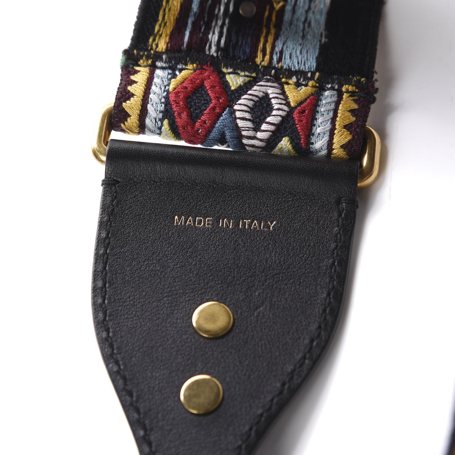 Christian Dior Canvas Embroidered Studded Shoulder Strap Black Multicolor 5 of 5