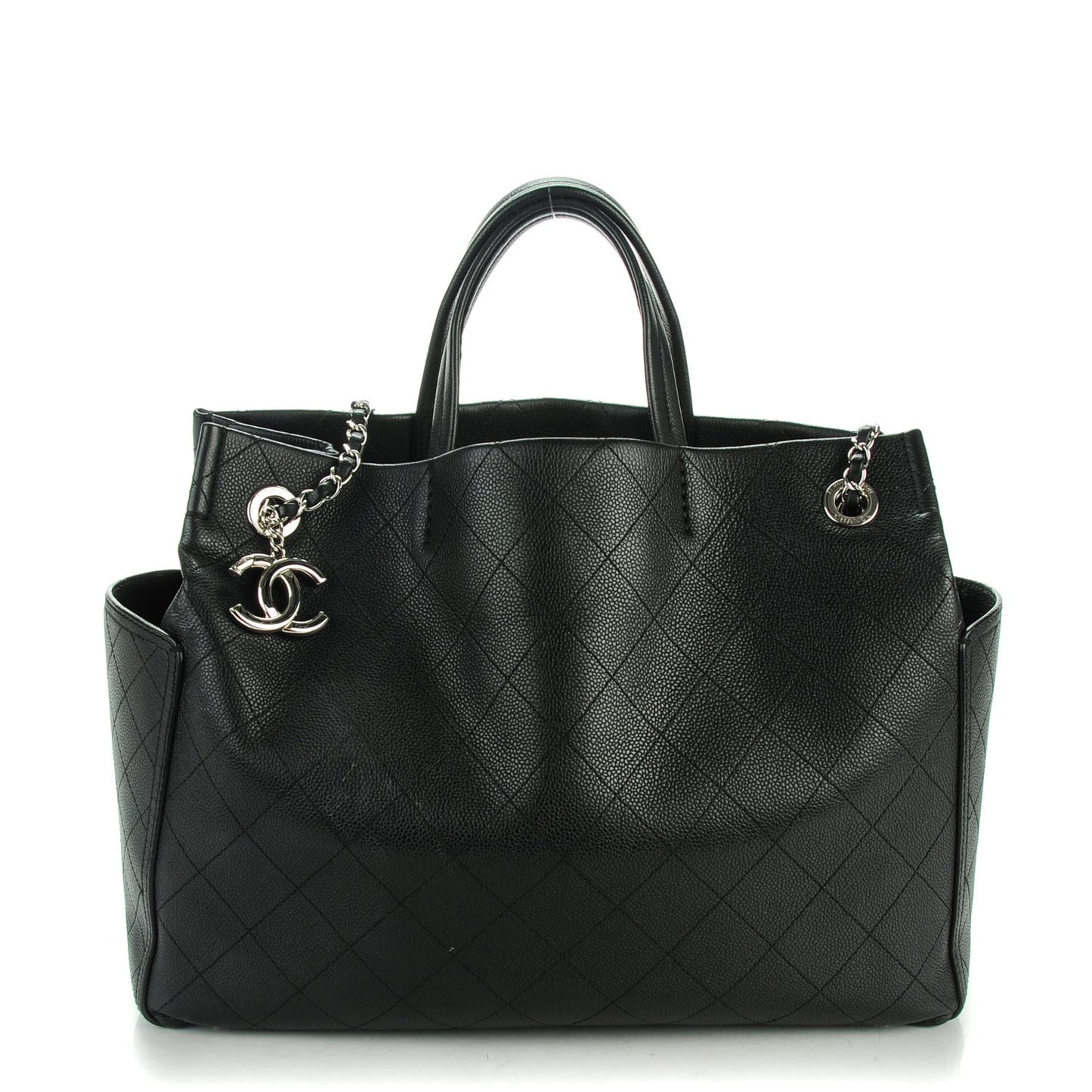 Grained Calfskin CC Pocket Tote Black