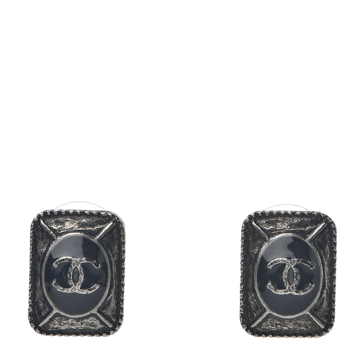 Ruthenium Enamel CC Earrings Blue