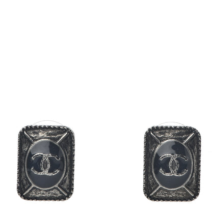 Chanel Ruthenium Enamel CC Earrings Blue 1 of 5