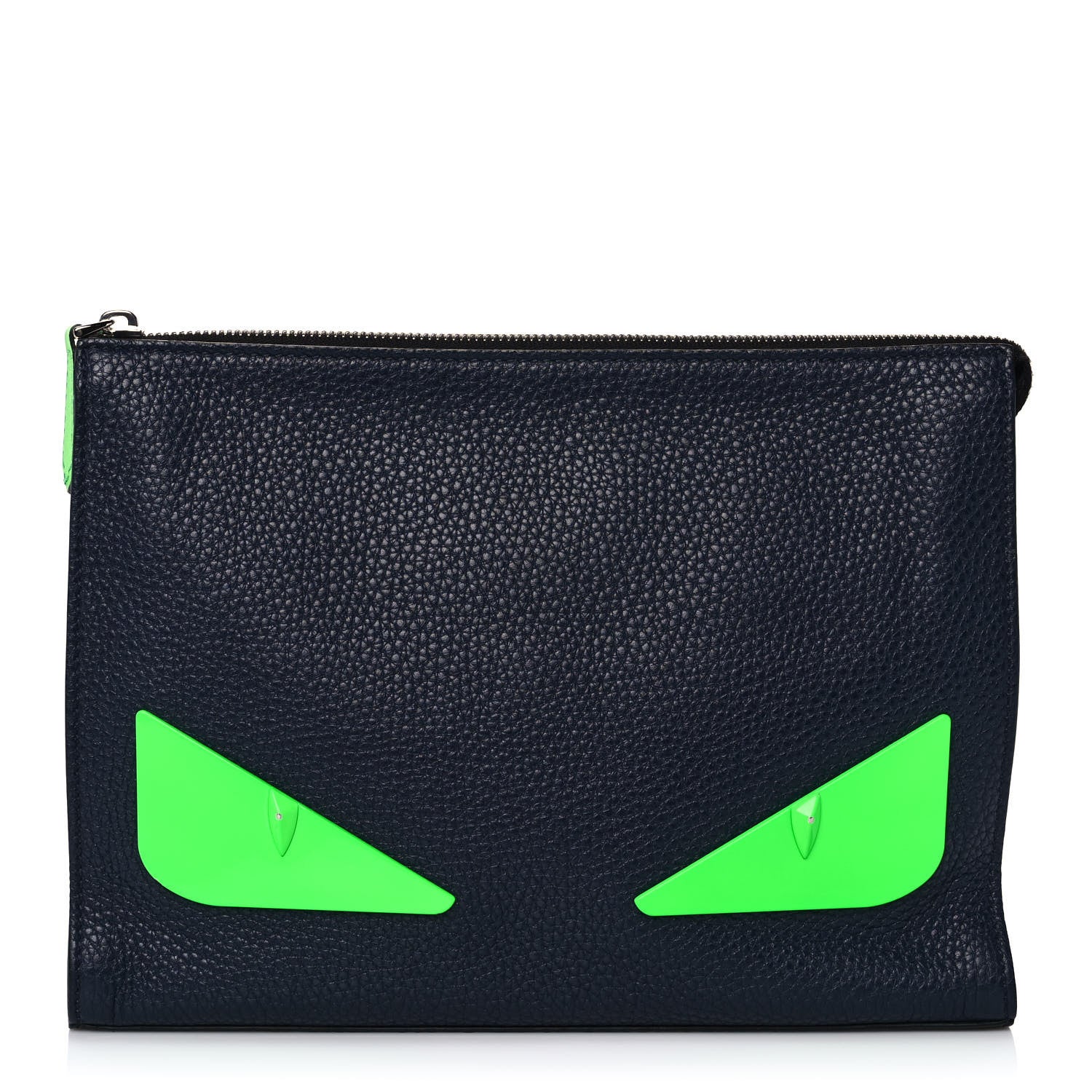 Fendi Vitello Monster Eyes Pouch Black Green 1 of 10