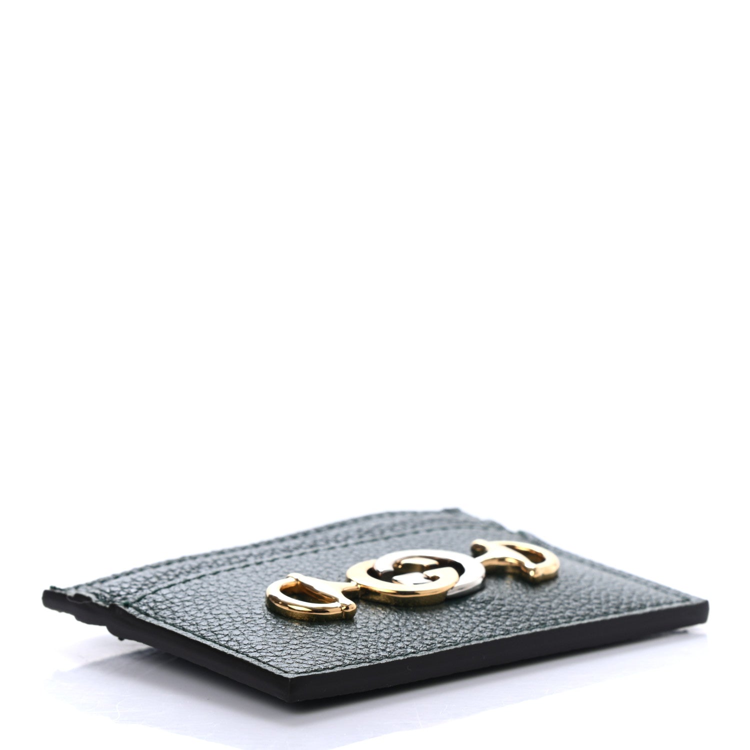 Gucci Grainy Calfskin Zumi Card Holder Vintage Green 4 of 6