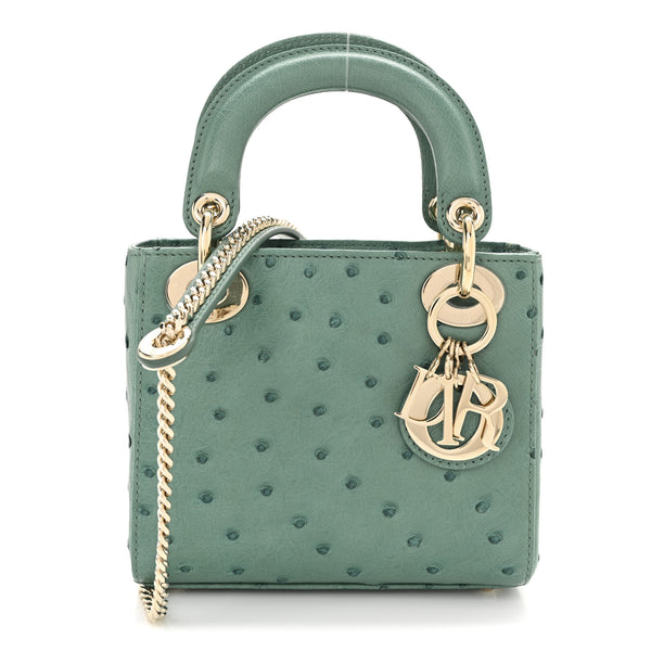 Christian Dior Ostrich Mini Lady Dior Green 1850247 – FASHIONPHILE