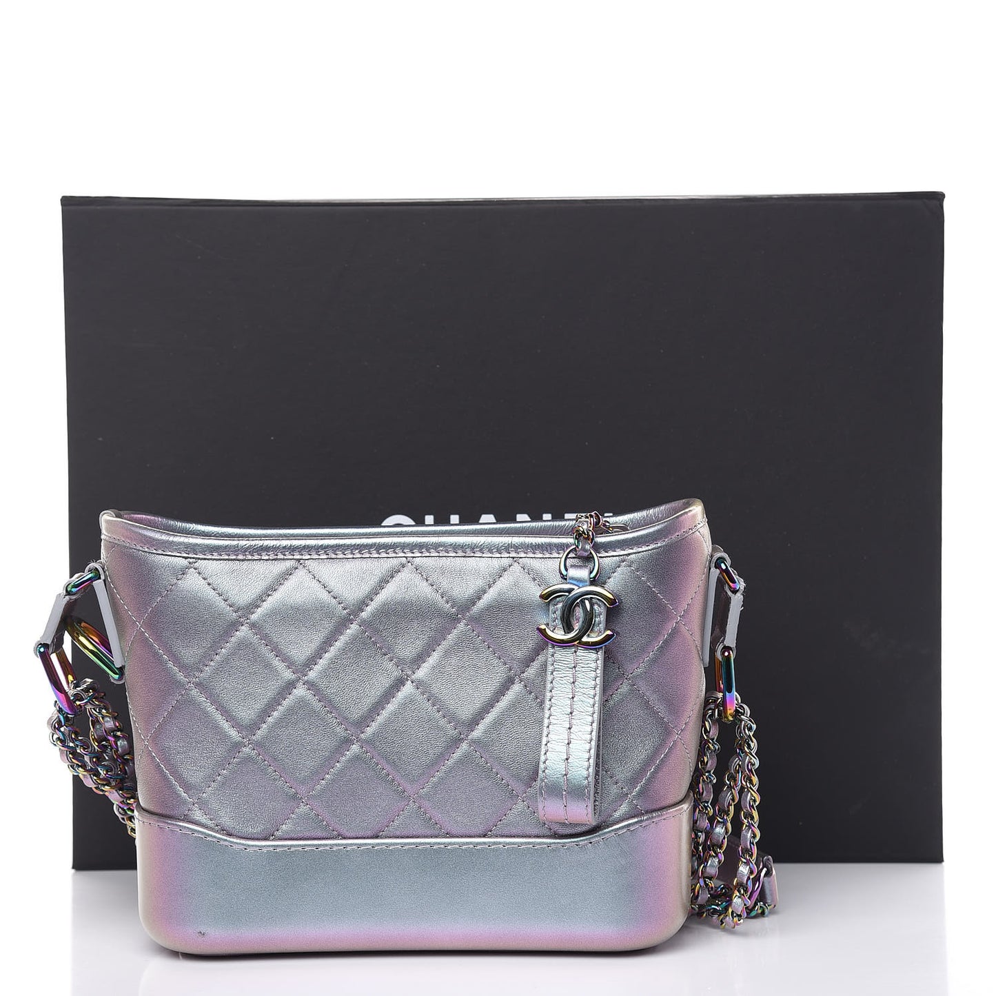Iridescent Lambskin Calfskin Quilted Small Gabrielle Hobo Light Purple
