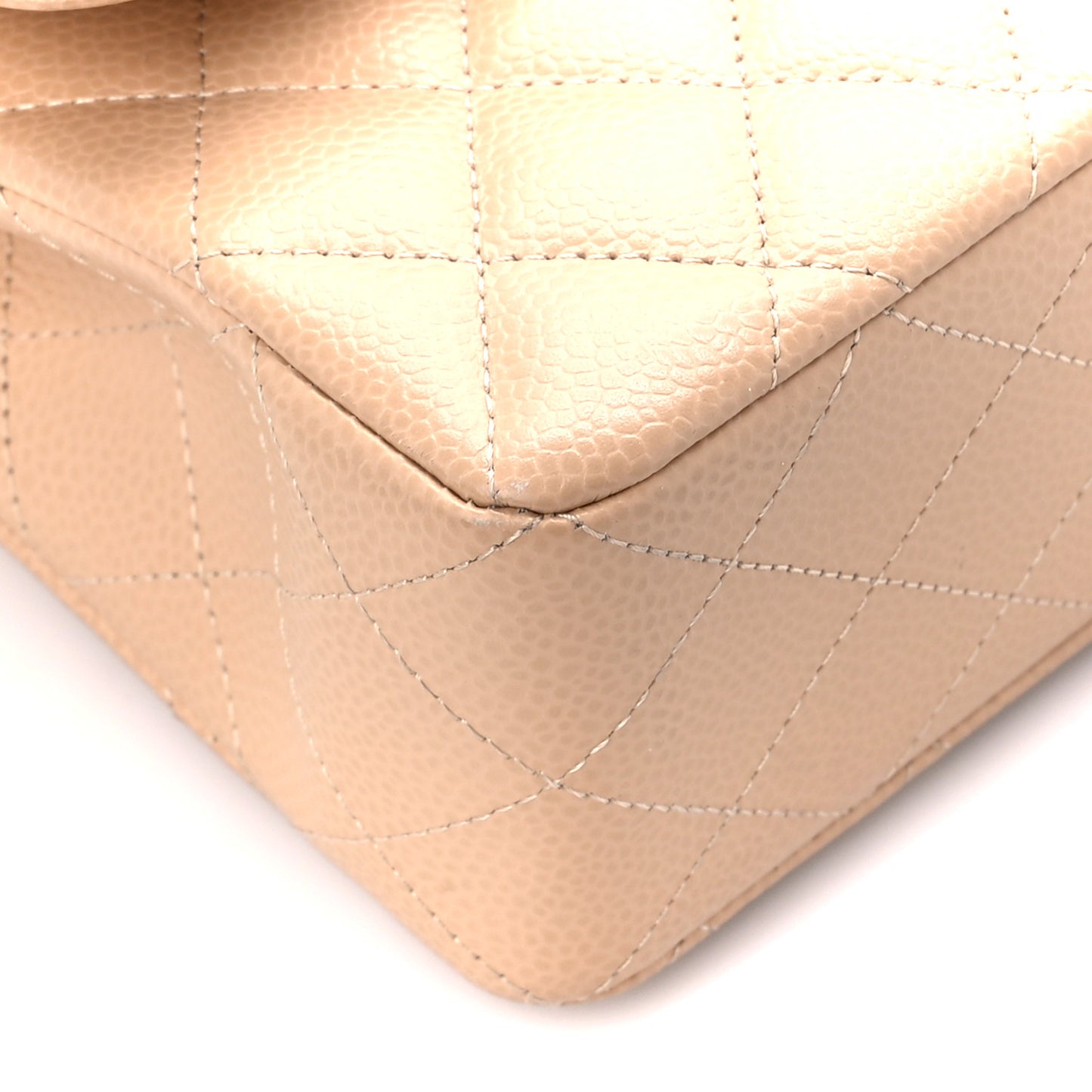 Caviar Quilted Small Double Flap Beige