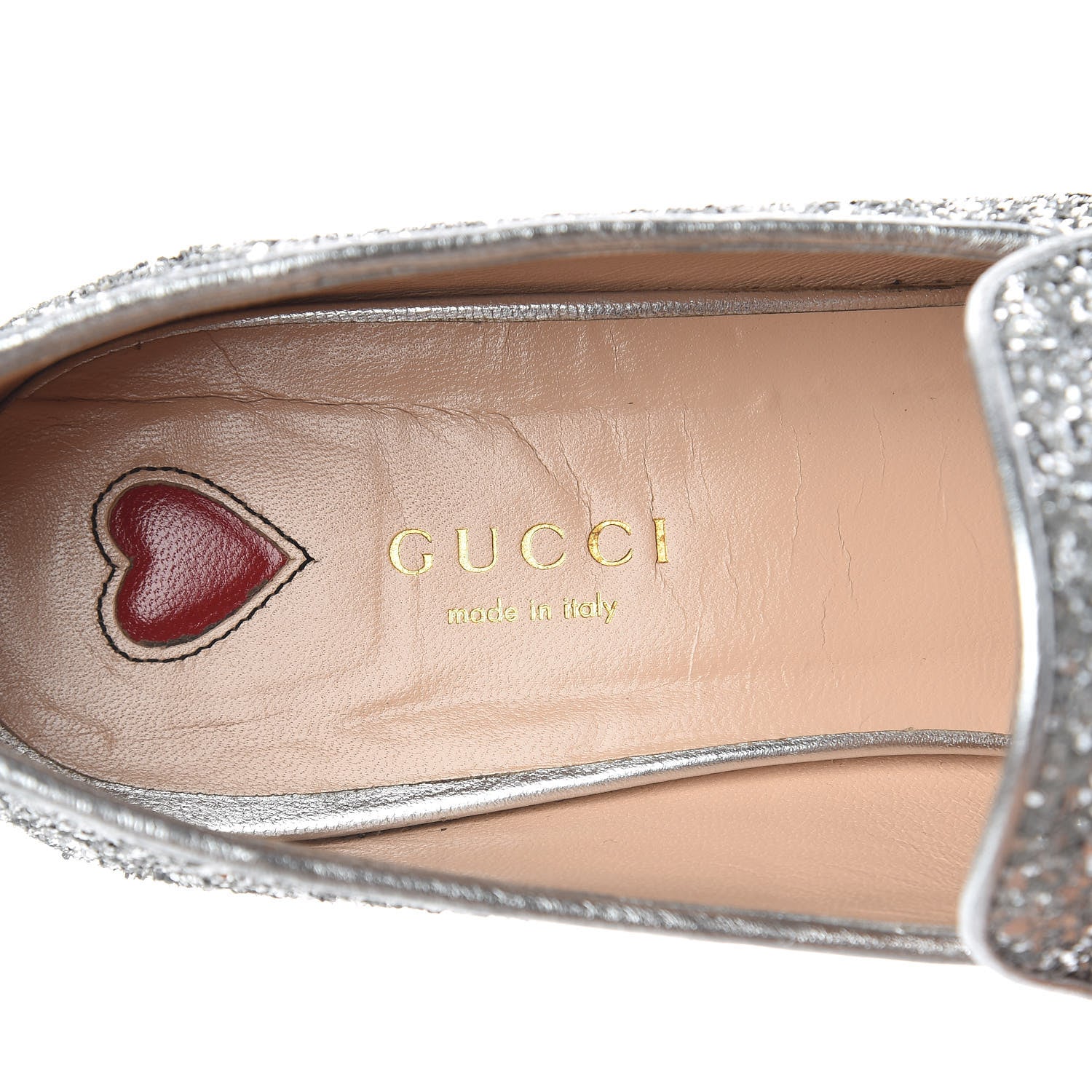 Gucci Glitter Web Peyton Loafers 38 Silver 9 of 11
