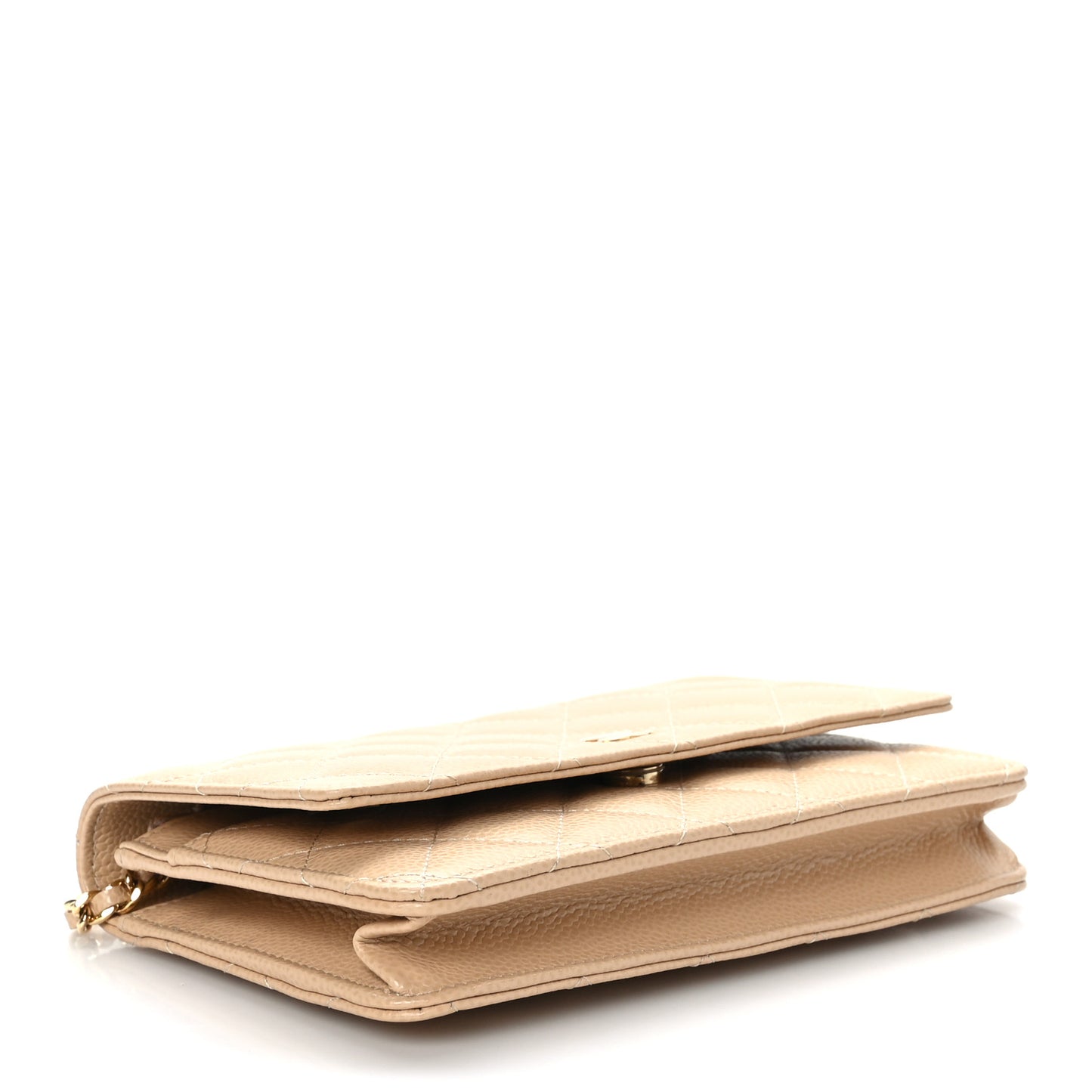 Caviar Quilted Wallet On Chain WOC Beige