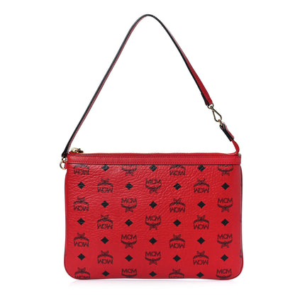 MCM Visetos Liz Shopper Tote Pouch Ruby Red 2 of 10