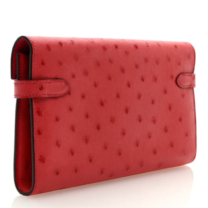 Hermes Ostrich Kelly Longue Wallet Rouge Vif 3 of 6