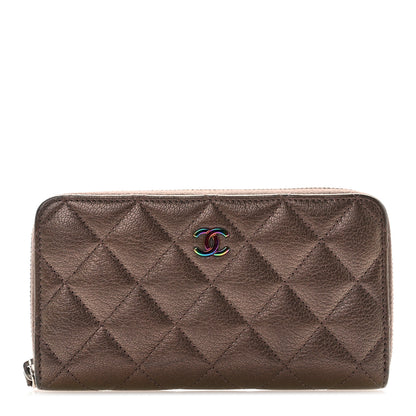 Chanel Iridescent Goatskin Quilted Small Zip Around Wallet Bronze 1 of 11