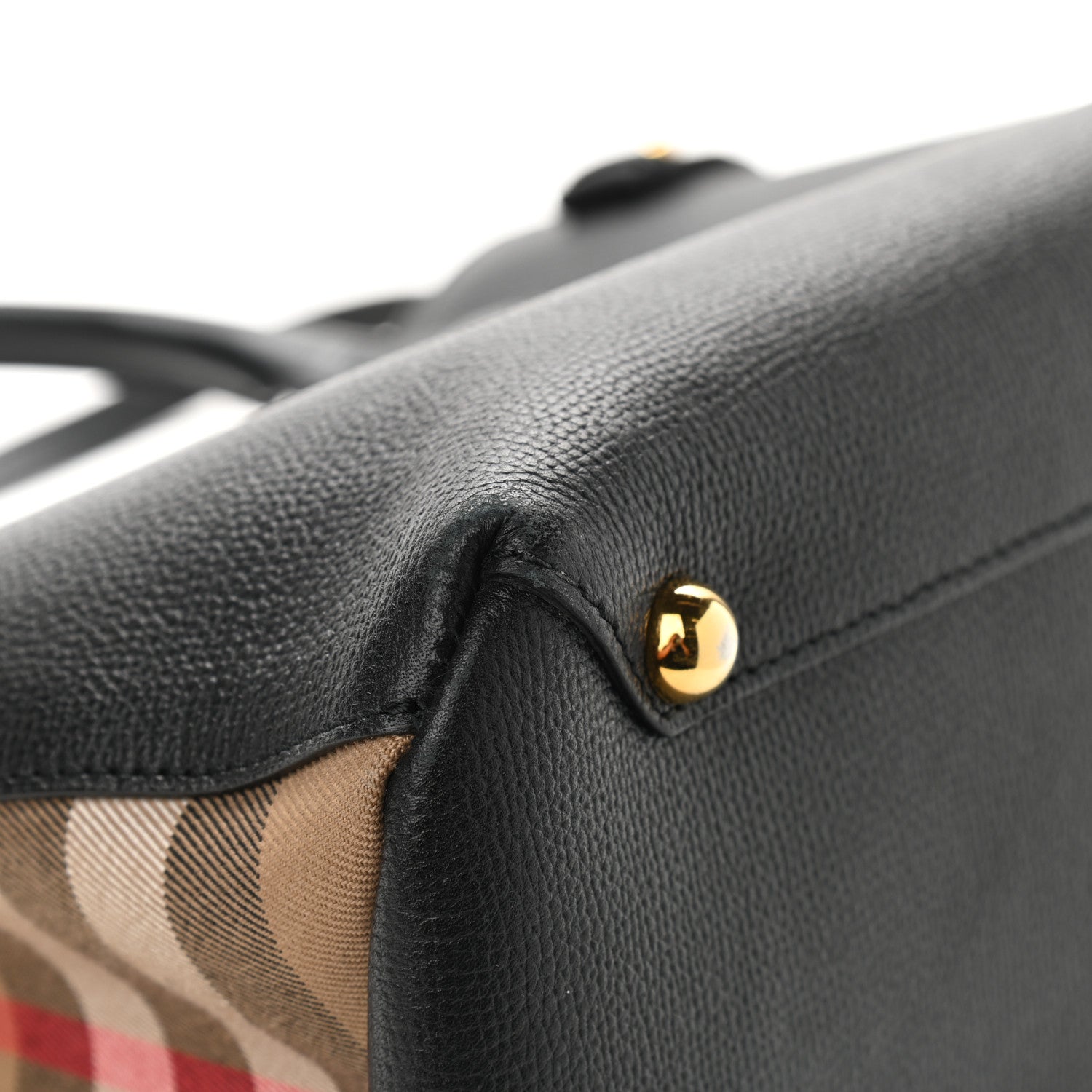 Burberry Grainy Calfskin House Check Medium Banner Tote Black 17 of 17