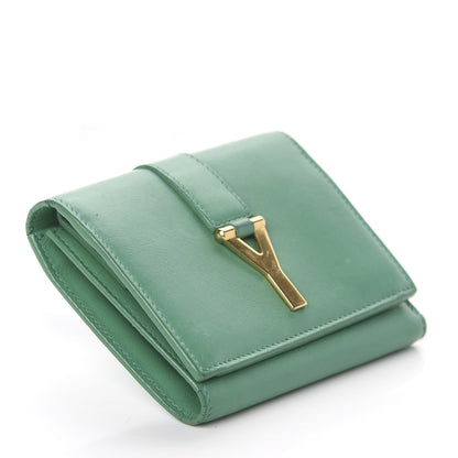 Saint Laurent Calfskin Classic Y Compact Wallet Green 3 of 5