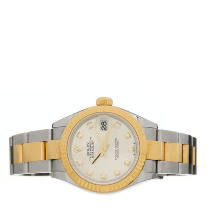 Rolex Stainless Steel 18K Yellow Gold Diamond 28mm Oyster Perpetual Datejust Watch Silver 279173 2 of 5