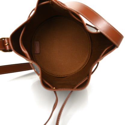 Celine Triomphe Canvas Calfskin Small Drawstring Bucket Bag Tan 5 of 13