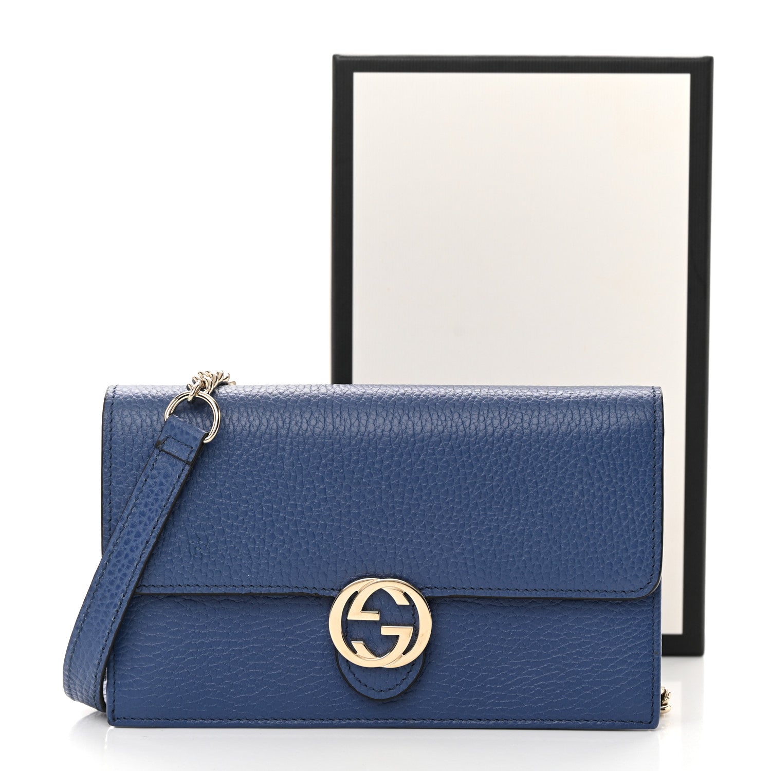 Gucci Dollar Calfskin Interlocking G Chain Wallet Caspian 15 of 15