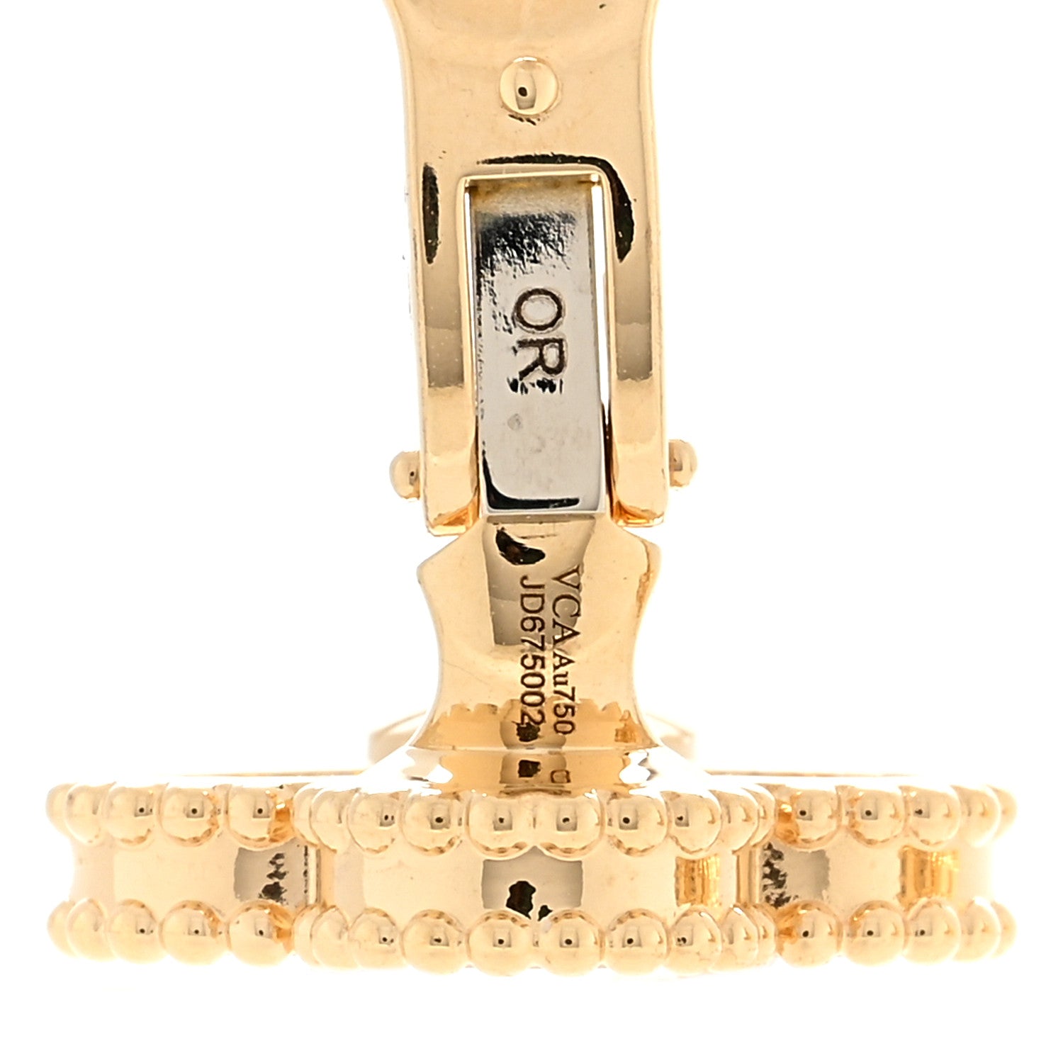 Van Cleef & Arpels 18K Yellow Gold Mother of Pearl Vintage Alhambra Earrings 4 of 5