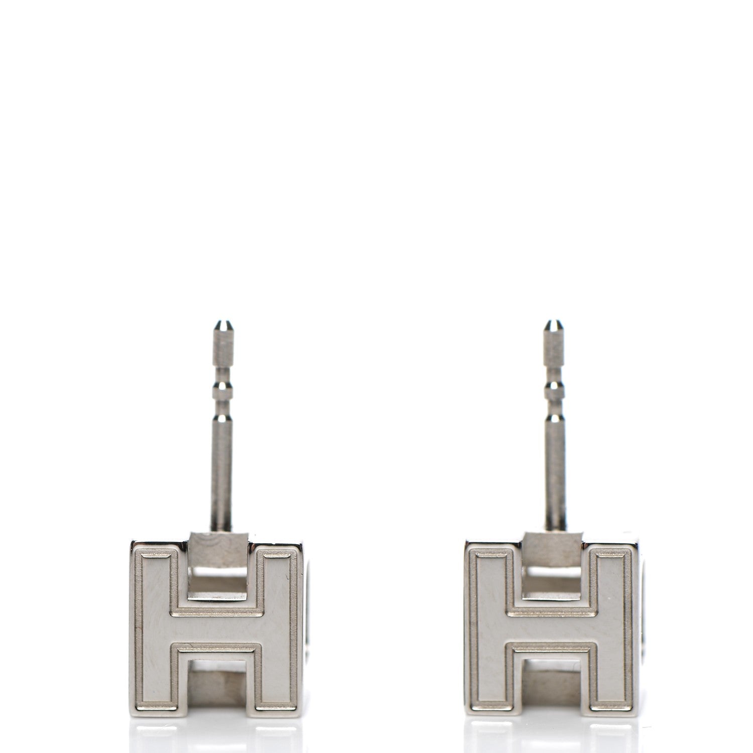 Hermes Palladium Lacquered Cage d'H Earrings 4 of 6