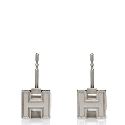 Hermes Palladium Lacquered Cage d'H Earrings 4 of 6