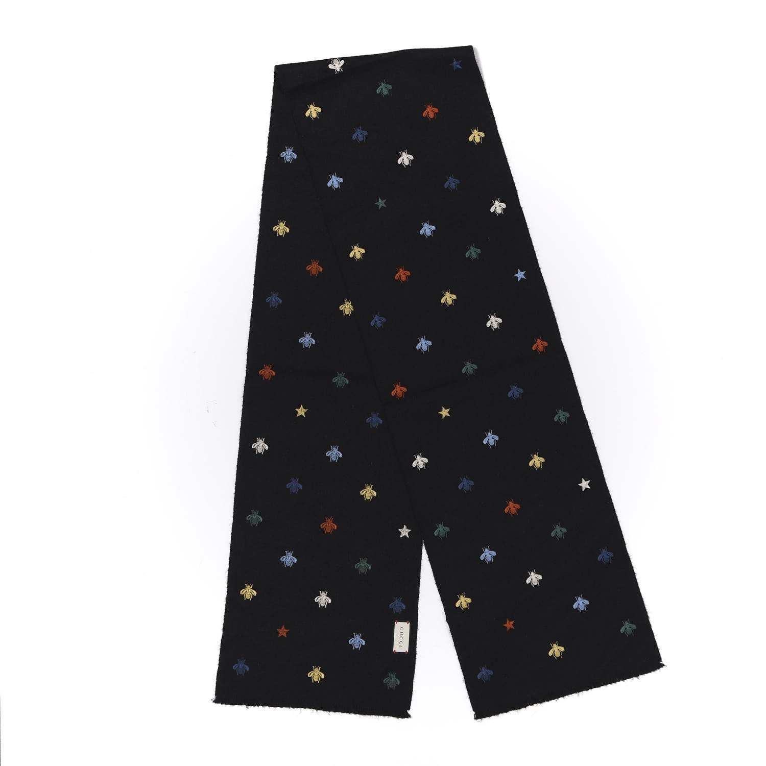 Gucci Silk Cashmere Bee Stardust Scarf Black 1 of 5