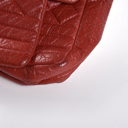 Chanel Aged Calfskin Perforated East West Flap Red 9 of 13
