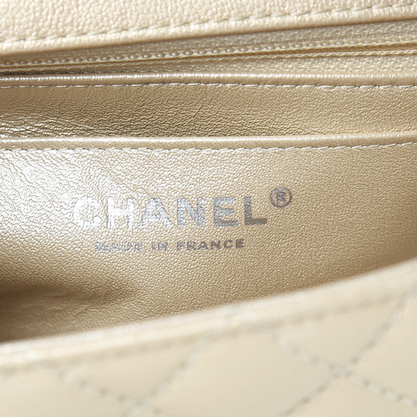 Metallic Sheepskin Quilted 2.55 Reissue Mini Flap Beige