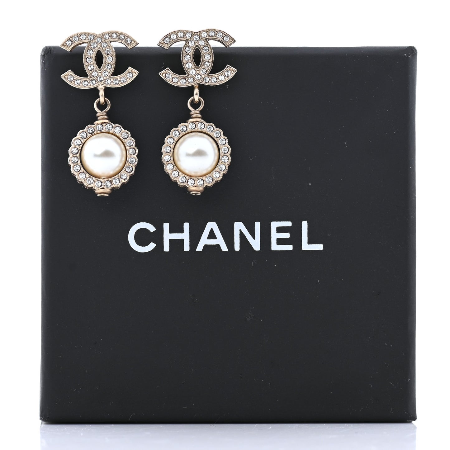 Crystal Pearl Pearls Coronation CC Drop Earrings Gold